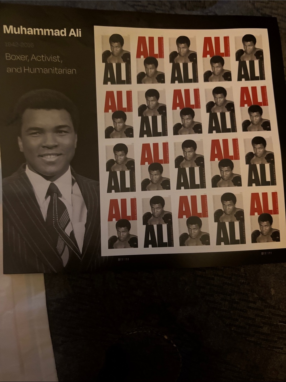Muhammad Ali Pop forever stamps- Red, Black & White